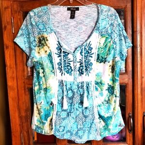 Style & Co Crochet Trim Top